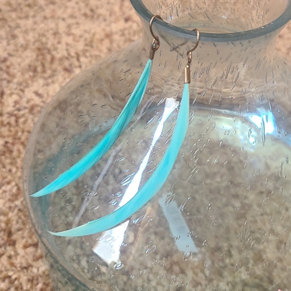 Turquoise feather earrings